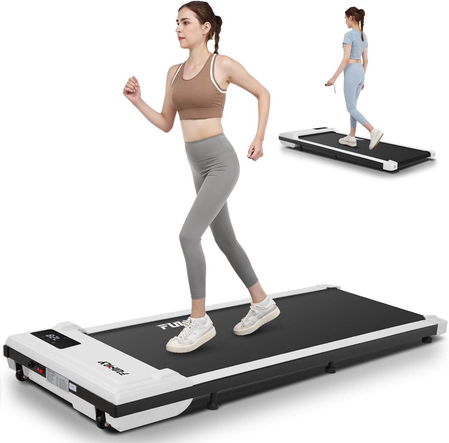 FUNMILY Walking Pad Treadmill with Incline, Portable Under Desk Treadmills for Home 300 lbs Weight Capacity, 2.5HP Quiet Electric Jogging Running Machine with Remote Control and LED Display