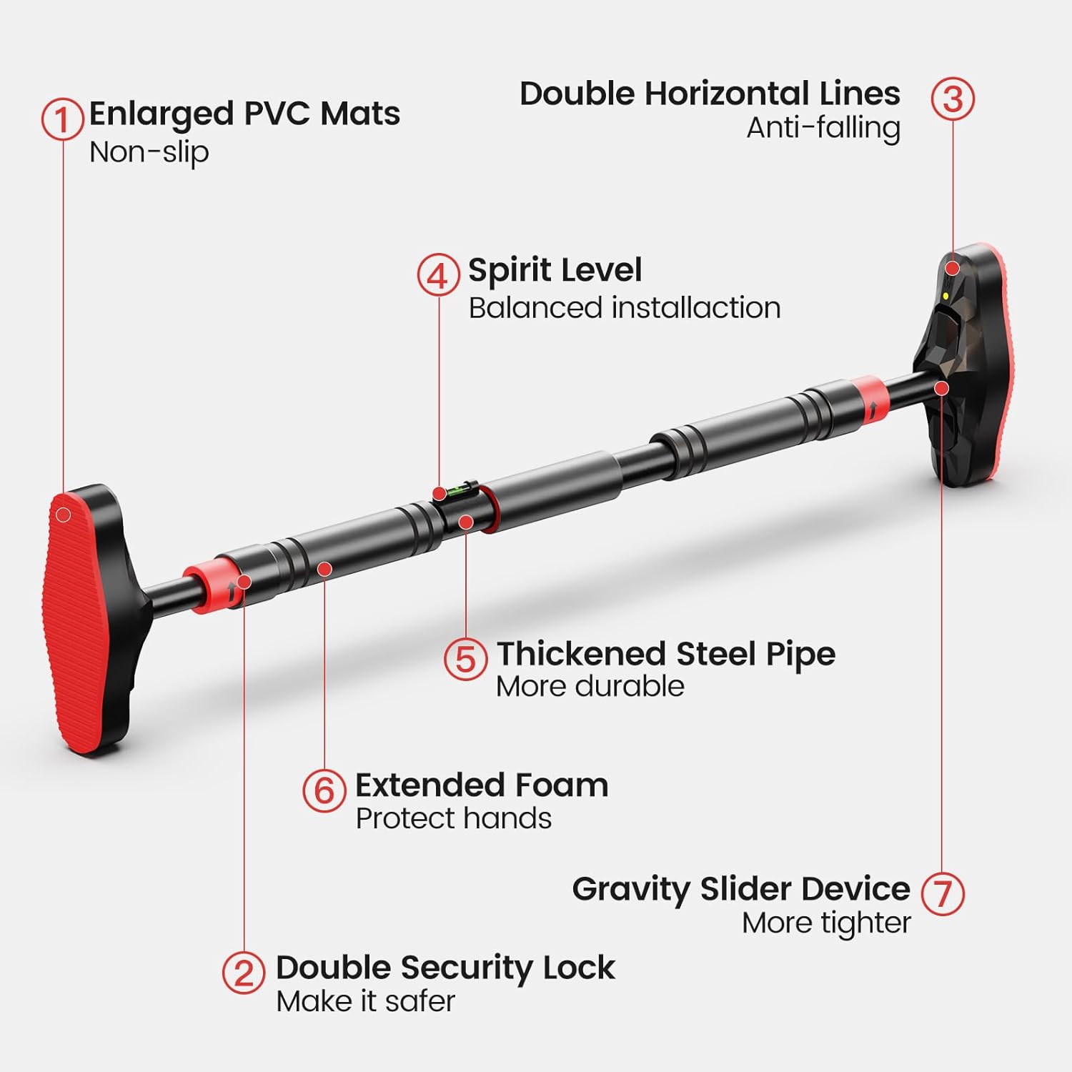Pull Up Bar for Doorway, Adjustable Door Frame Pull Up and Chin Up Bar, Total Upper Body Workout Bar for Home Gym Workouts - Image 3