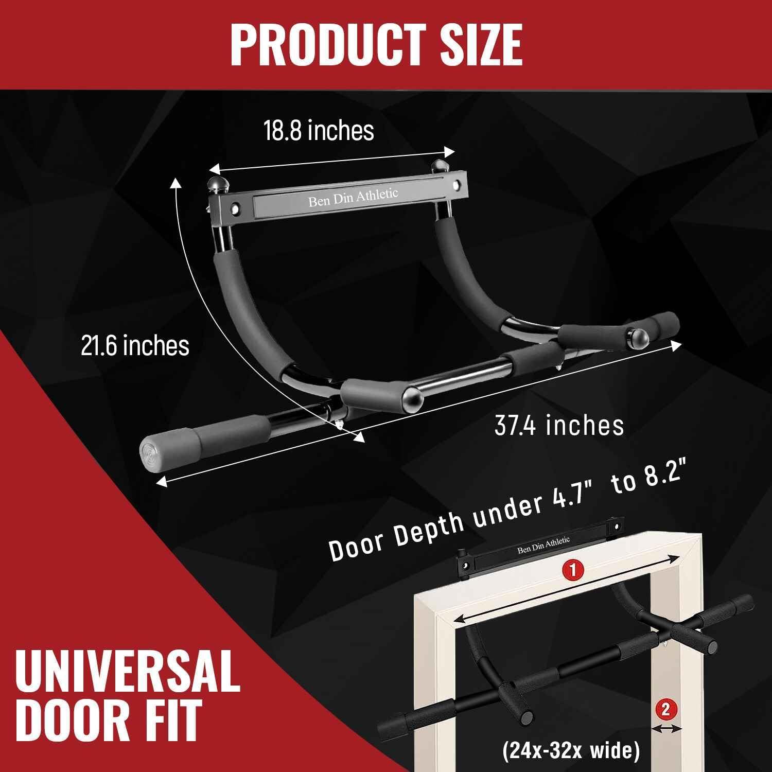 Ben Din Pull Up Bar for Doorway | Sturdy Steel Upper Body Fitness Workout Bar | Strength Training Pull-up Bar | Quick Installation Indoor Chin-Up Bar for Home Gym - Image 3