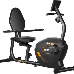 JEEKEE Recumbent Exercise Bike for Seniors,Stationary Bikes for Home, 300LB Capacity & 16 Levels Magnetic Resistance, Heart Rate Handle