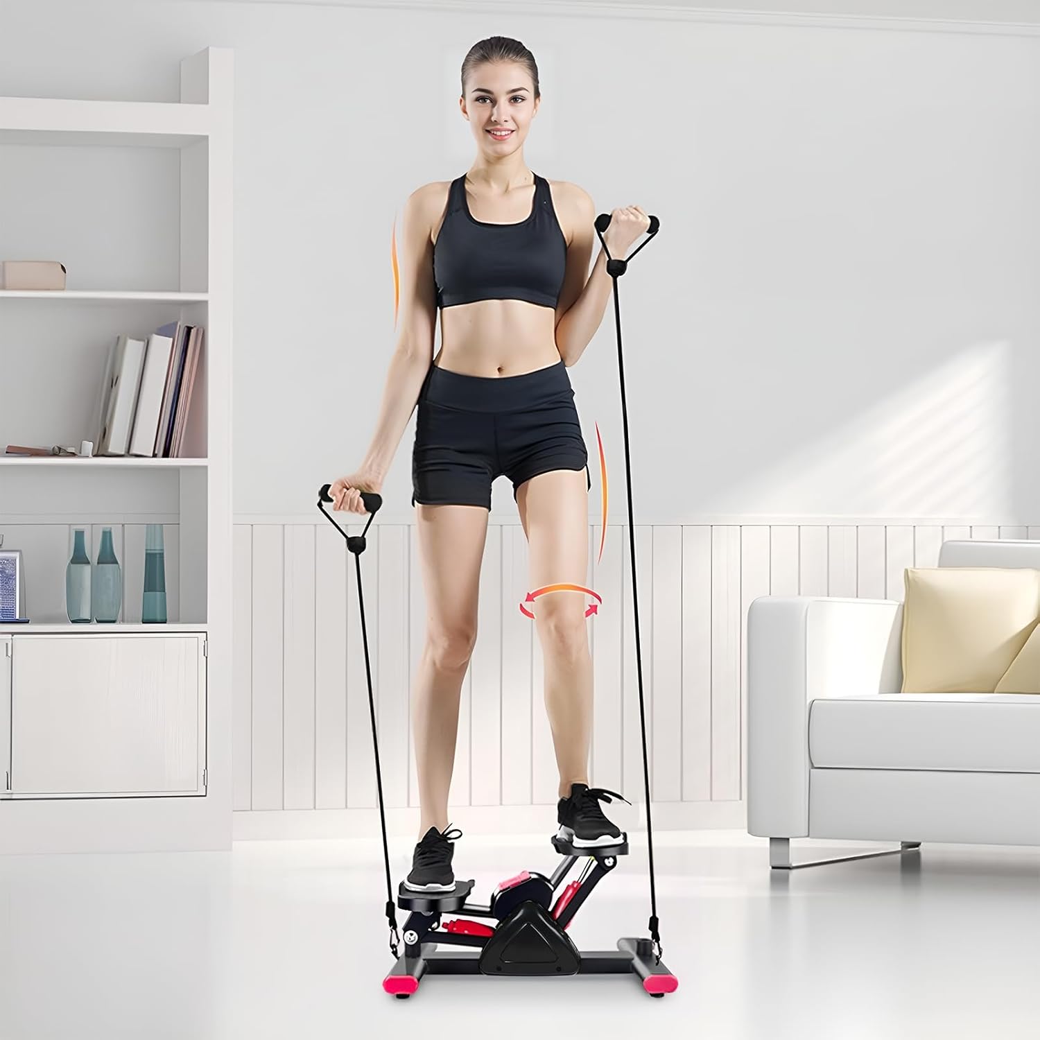 Mini Twist Stepper with LCD Display, Dual Resistance Bands for Home Fitness, Compact and Quiet Foot Stepper Machine, Supports 330 LBS, Perfect for Cardio Workouts - Image 2