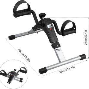 Folding Pedal Exerciser – Mini Exercise Bike Under Desk Bike Pedal Exerciser with LCD Display for Arms and Legs Workout, Portable Desk Bike Peddler Machine for Adults & Seniors