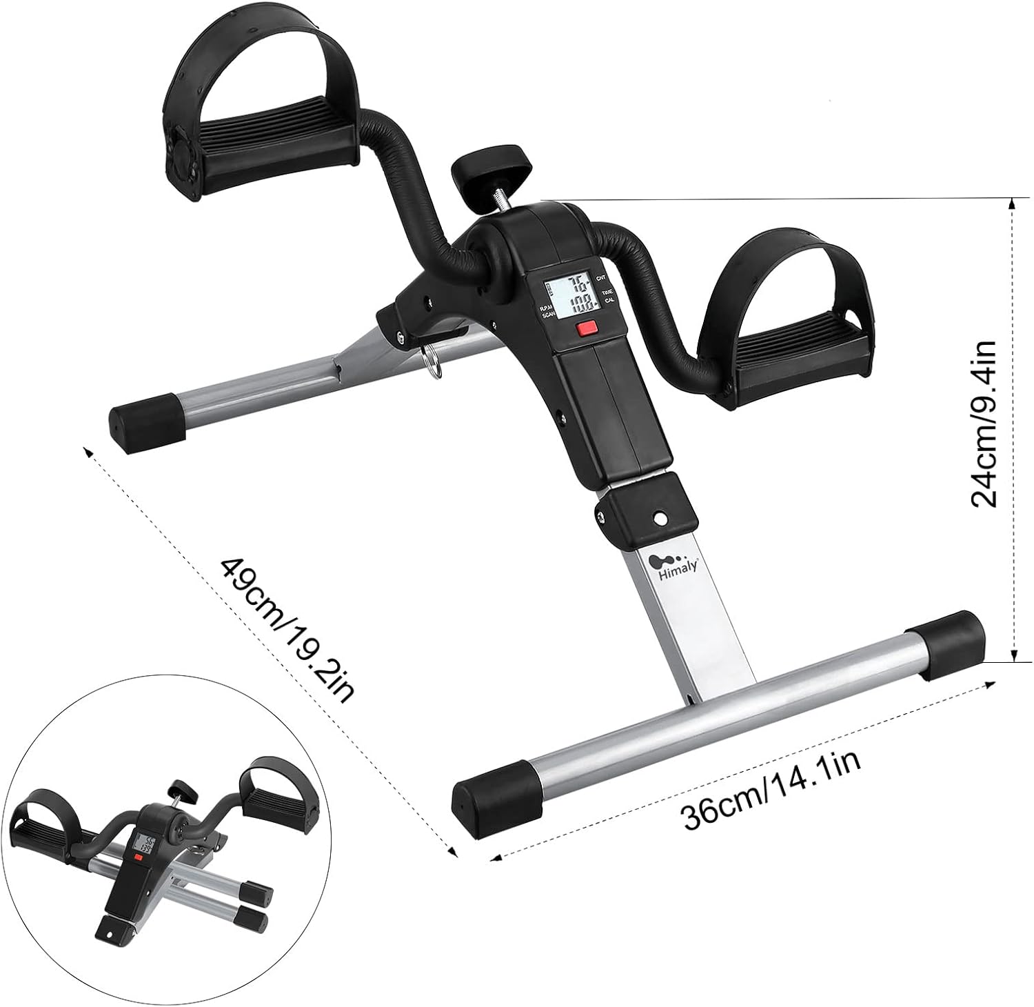 Folding Pedal Exerciser - Mini Exercise Bike Under Desk Bike Pedal Exerciser with LCD Display for Arms and Legs Workout, Portable Desk Bike Peddler Machine for Adults & Seniors - Image 2