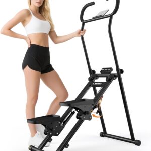 Stair Stepper with Adjustable Resistance – Stair Climber for Home Gym, Folding Cardio Machine with Extended Step Range, Adjustable Handlebar & Pedals, Tablet Holder by MACYO