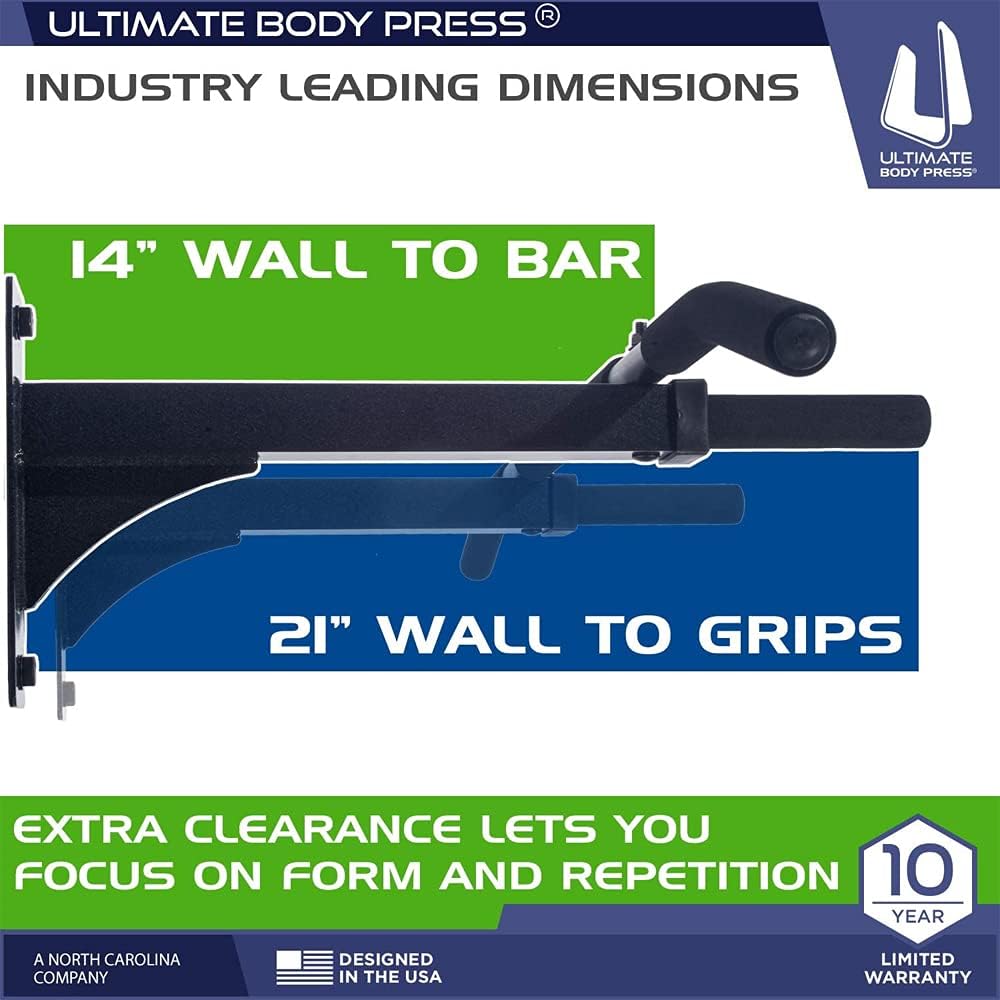 Wall Mount Pull Up Bar with Extra Clearance, Fits 16" Studs by Ultimate Body Press - Image 2