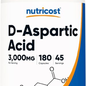 Nutricost D-Aspartic Acid (DAA) Capsules 3000mg Per Serving (180 Capsules) – Non-GMO
