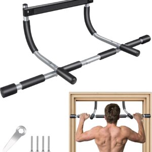 GYE Doorway Pull Up Bar for Home Gym, Adjustable Width, Heavy-Duty Steel，Max Limit 440 lbs Upper Body Fitness Workout Bar with Foam Grips，Indoor Portable Upper Body Workout Bar for Strength Training
