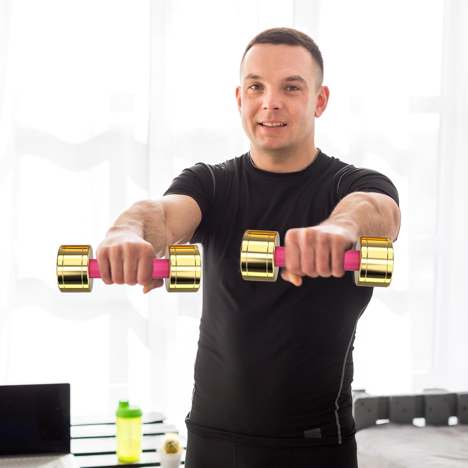 TECHNOAGE Round Dumbbell Sets with Steel Handle, Odorless Neoprene rubber Handle Cover - Image 6