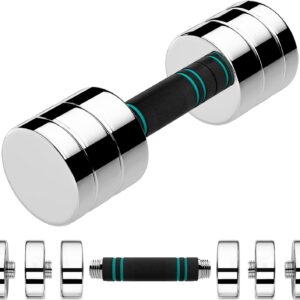 LIFERUN Single Steel Adjustable Dumbbell, 5/10/15lb Free Weight Single Dumbbell, Non-Slip and Comfortable Foam Handle, Adjustable Single Dumbbell for Home Gym Office Exercise
