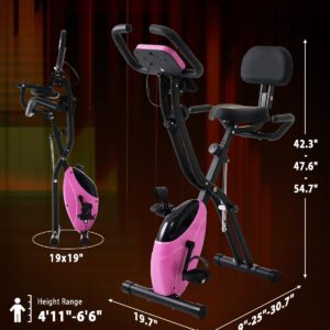 Merax Exercise Bike,Workout Bikes for Home,Folding Stationary Bikes for Home with 16-Level Magnetic Resistance, 300LBS Capacity X-Bike Indoor Exercise Equipment with Heart Rate Sensor & LCD Monitor