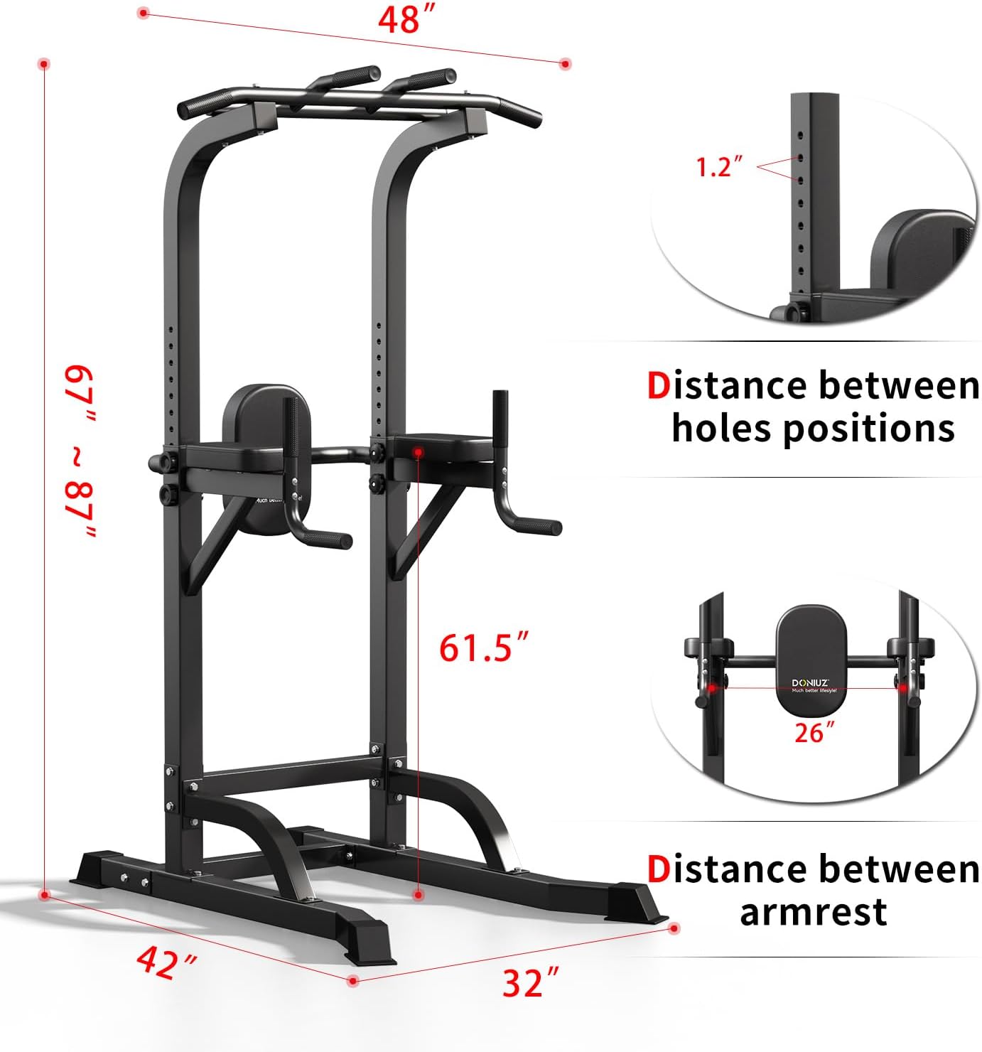 Power Tower Pull Up Bar and Dip Station, Multi-Function Home Gym, Strength Training Fitness Equipment, Height Adjustable - Image 2