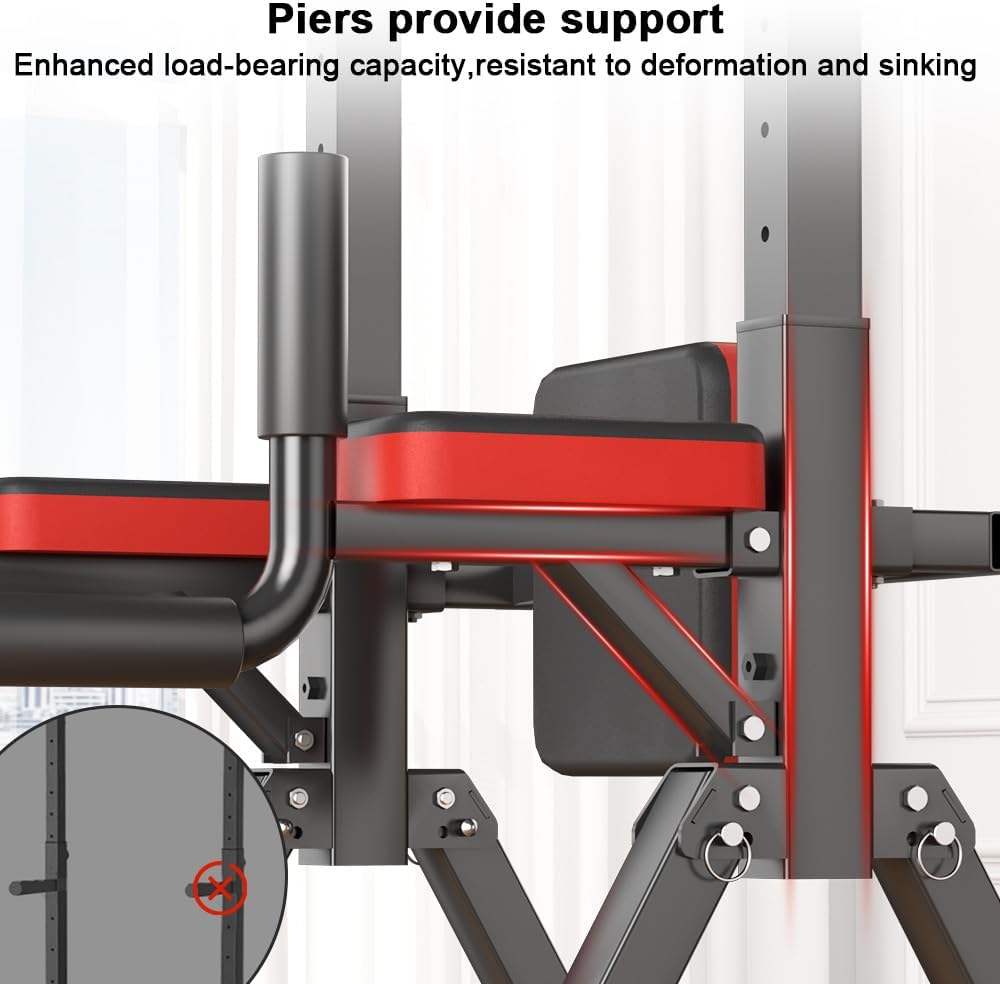 Foldable Power Tower, Adjustable Multifunction Pull Up Bar Tower Station, Pullup Dip Station Rack for Home Gym - Image 5