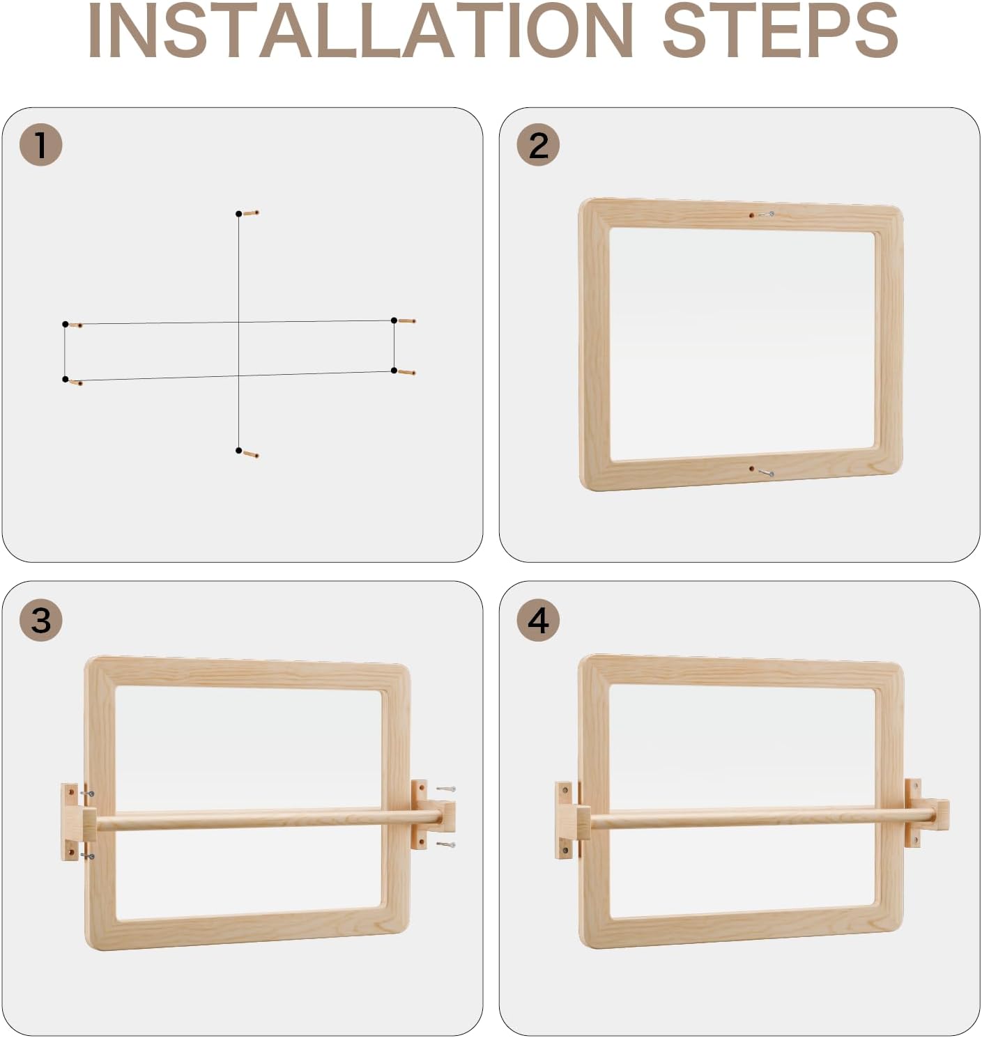 Montessori Based Small Mirror with Short Wooden Pull up bar, Gift for Kids Baby Registry Item - Image 4