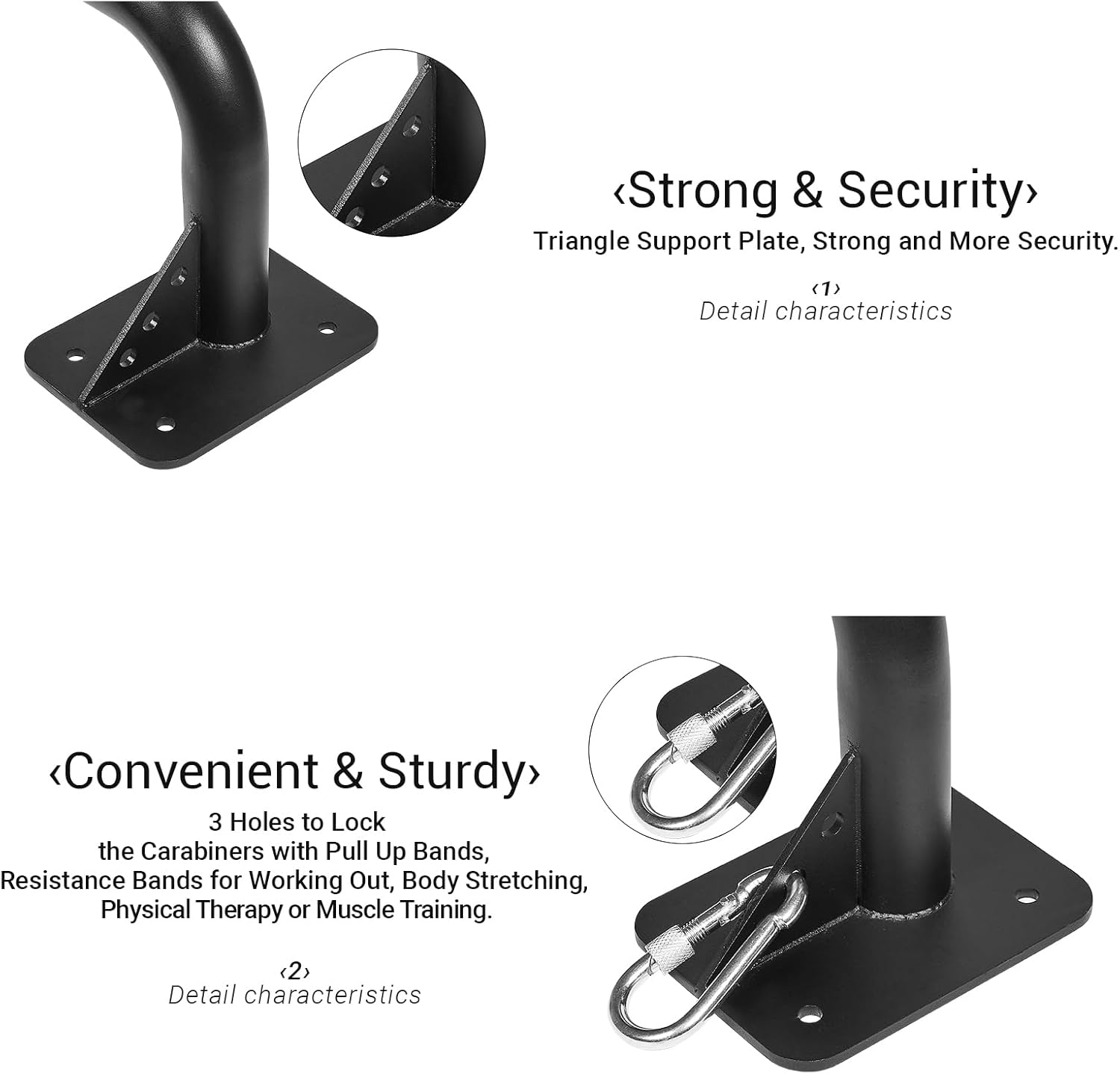 Wall Mounted Doorway Pull Up Bar, Heavy Duty Strength Training Pull-Up Bars for Doorframe, Support Beam or Joist Mount Thick Metal Sturdy Construction Support 500 lbs - Image 3