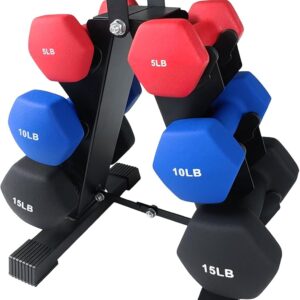 Dumbbell Weights Set for Home Gym, Colorful Neoprene Dumbbell Hand Weights with Storage Case/Rack