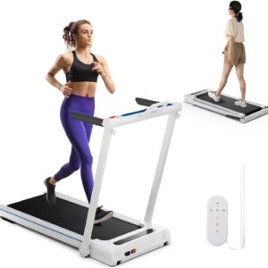 GYMAX Walking Pad Treadmill, 3 in 1 Folding Treadmill with Removable Desktop, Remote & 12 Preset Programs, 2.5 HP Under Desk Walking Pad Running Machine for Home Gym Exercise Workout
