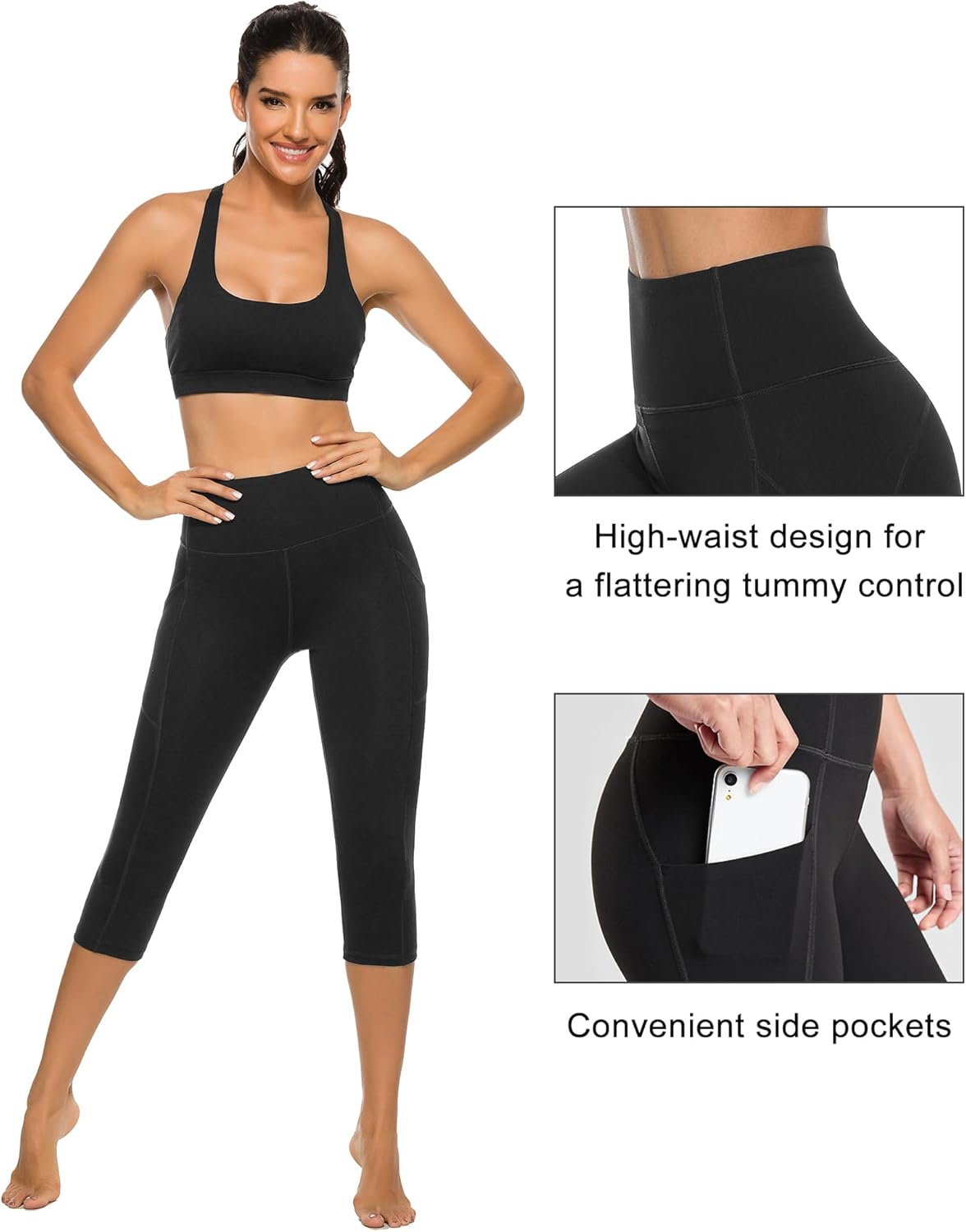 Stelle Women's Capri Yoga Pants with Pockets Essential High Waisted Legging for Workout - Image 4