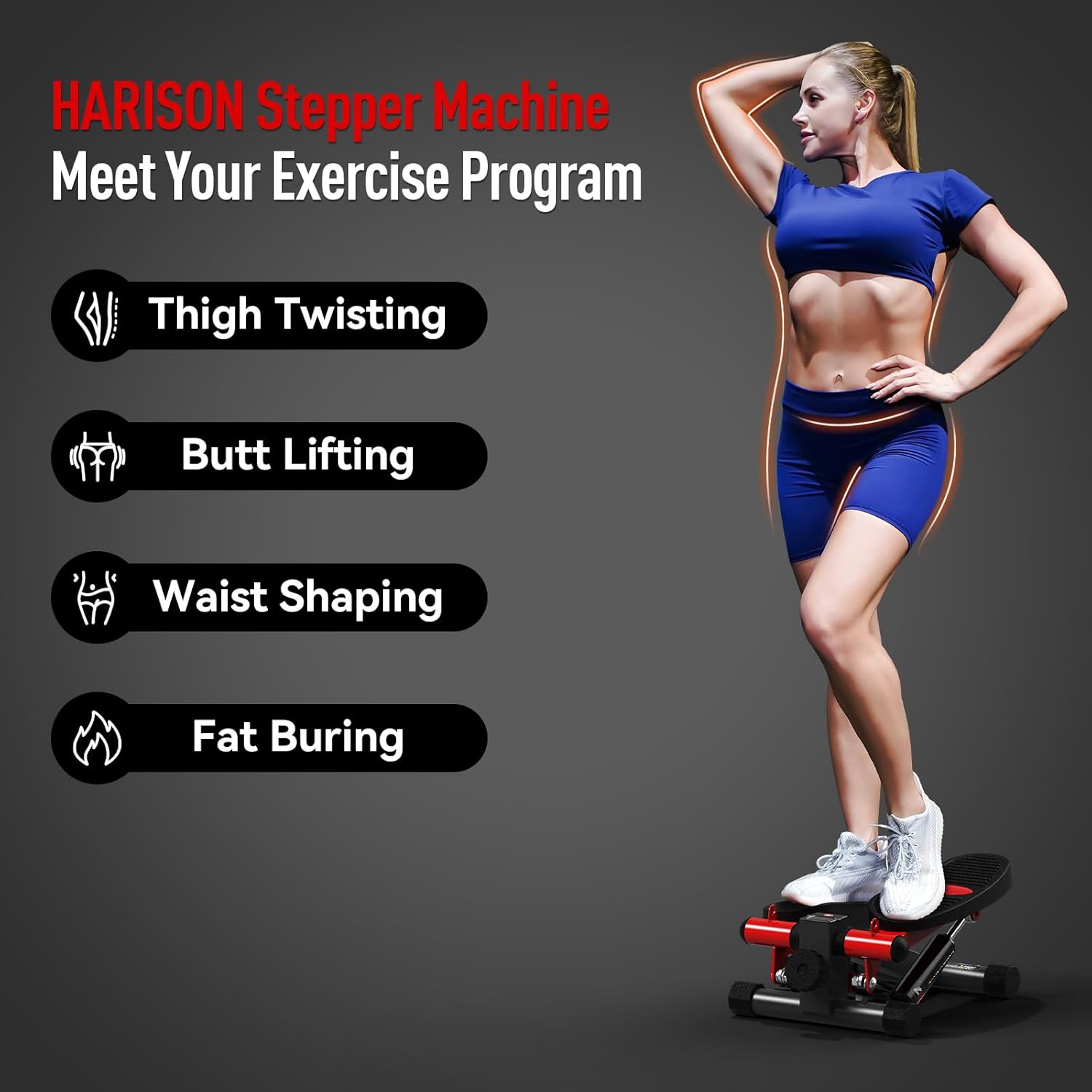 HARISON Mini Steppers for Exercise, Stair Stepper with LCD Monitor 300LBS Capacity, Portable Under Desk Stepper for Home Workout - Image 6