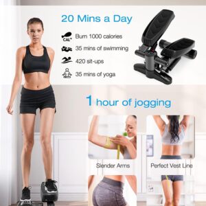 Mini Steppers for Exercise, Portable Mini Stair Stepper Exercise Equipment for Home with Resistance Band & Calories Display & Non-Slip Mat,Aerobic Step Fitness Machines for Office Workout