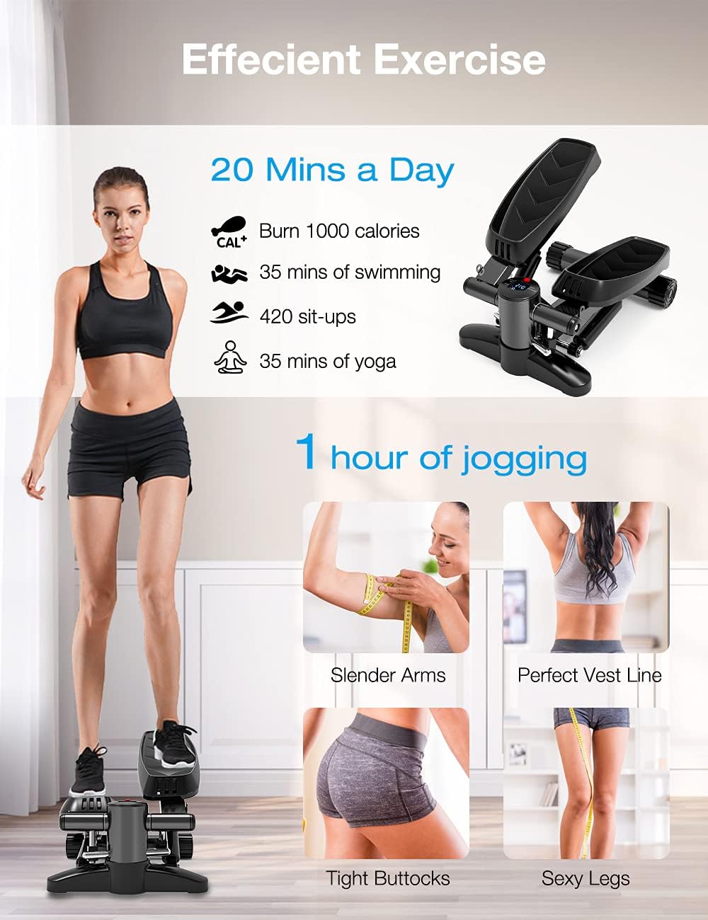 Mini Steppers for Exercise, Portable Mini Stair Stepper Exercise Equipment for Home with Resistance Band & Calories Display & Non-Slip Mat,Aerobic Step Fitness Machines for Office Workout - Image 2