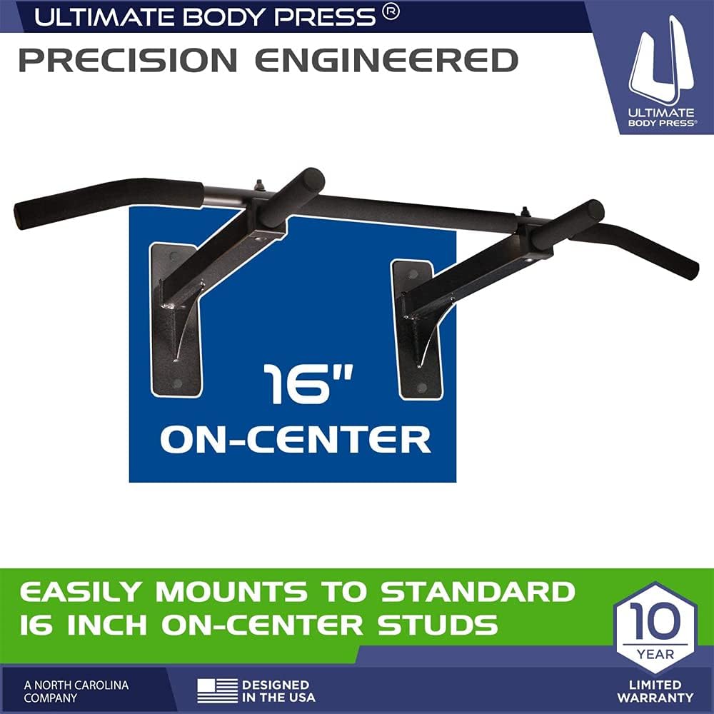 Wall Mount Pull Up Bar with Extra Clearance, Fits 16" Studs by Ultimate Body Press - Image 3