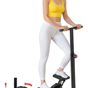 GYMAX Exercise Stepper with Handle Bar, 330 LBS Twist Stepper with LCD Monitor & Oversize Pedals, Portable Hydraulic Mini Stair Stepper for Home Aerobic Workout Fitness