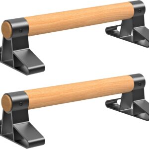 SELEWARE Wood push up bars Parallettes bars Anti-slip Handstand Bars for Calisthenics, Fitness, Floor workouts Solid Wood with Sturdy Metal Bracket, Support 600 lbs