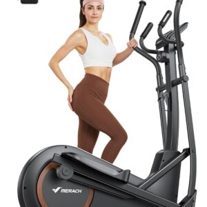 Merach Elliptical Machine, Elliptical Exercise Machine for Home with Hyper-Quiet Magnetic Drive System, Elliptical Training Machines with16.5-19IN Stride, Automatic Resistance, 400lbs Capacity