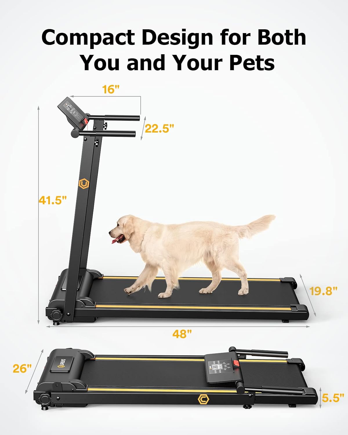 UREVO Treadmill with Desk Workstation, Walking Pad Treadmills for Home Office, Under Desk Compact Design Treadmill with HIIT Programs, Remote Control, LED Display - Image 3