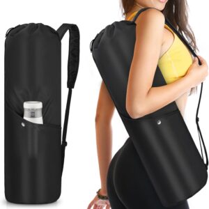 Yoga Mat Bag Waterproof Yoga Mat Carrying Bag with Adjustable Strap & Yoga mat storage cord and Multi-Functional Storage Pockets,Fits Gym, Class, Beach Park, Travel, Pink