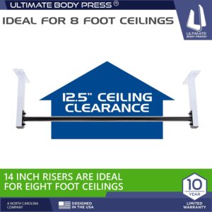 Ceiling Mount Pull Up Bar with 48” Straight Bar and 14” Risers, Fits 16” and 24” Joist by Ultimate Body Press