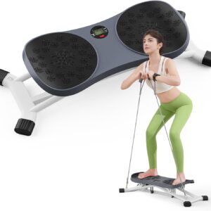 Slide Steppers Exercise for Home, Mini Stair Stepper with Resistance Bands, Full Body Workout Machine, Simulate Skiing Posture, 350 LBS Weight Capacity​