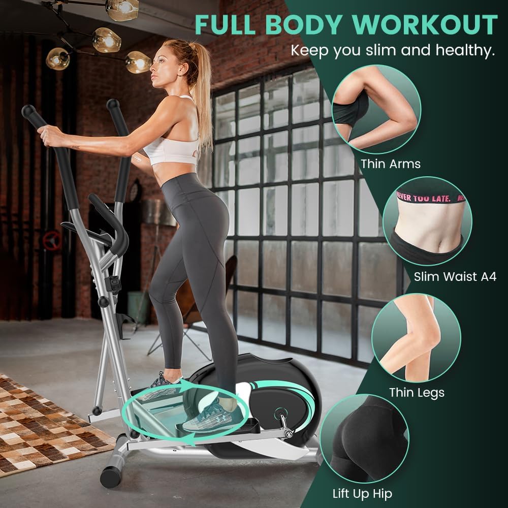 Dripex Elliptical Exercise Machine, Hyper-Quiet Elliptical Machine for Home, Magnetic Elliptical Training Machines with 8-Level Resistance, 6KG Flywheel, LCD Monitor, Pulse Sensor - Image 5