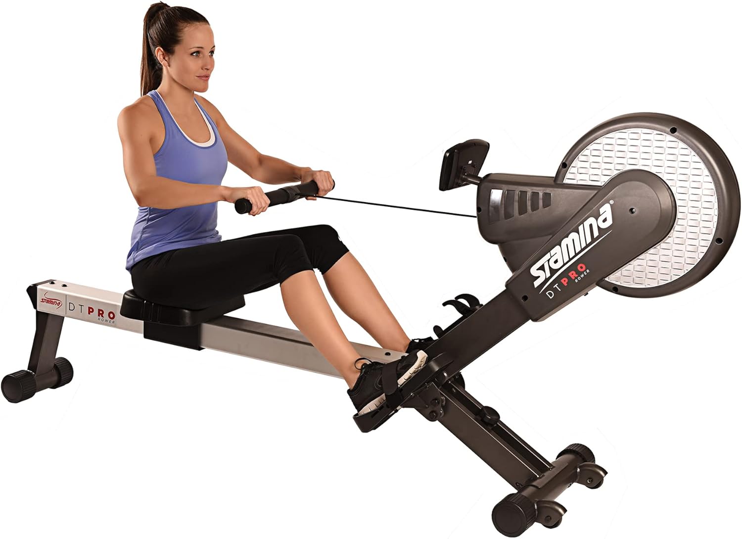 Stamina Pro Dual Air and Magnetic Resistance Rowing Machine Foldable w/Fitness Coaching App and Wireless Chest Strap Heart Monitor - Folding Rowing Machines for Home Use - Image 4