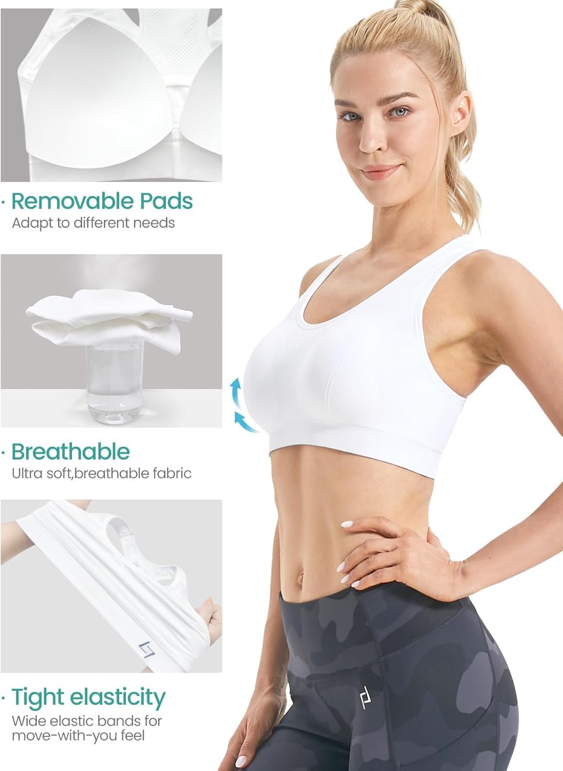 FITTIN Racerback Sports Bras for Women - Padded Seamless Support Bra for Yoga Gym Workout Fitness - Image 5