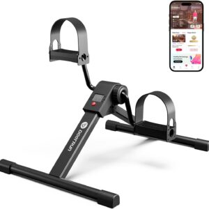 Under Desk Bike Pedal Exerciser, Portable Under Desk Cycle with Adjustable Resistance, Mini Exercise Bike for Arm and Leg Workout, Folding Peddler Machine Bicycle with LCD Monitor & Calorie Tracker