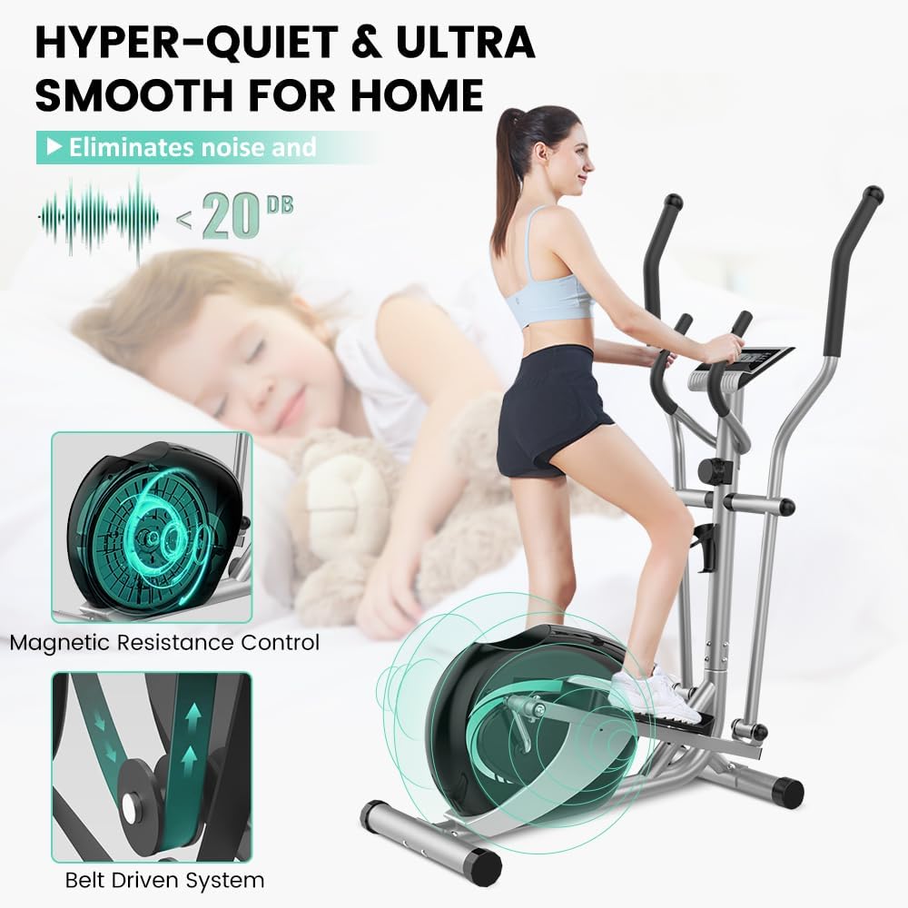 Dripex Elliptical Exercise Machine, Hyper-Quiet Elliptical Machine for Home, Magnetic Elliptical Training Machines with 8-Level Resistance, 6KG Flywheel, LCD Monitor, Pulse Sensor - Image 2