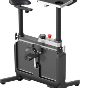 KINGSMITH Exercise Bike with Desk, Adjustable Resistance, All-in-one Under Desk Bike, Stationary Bike Indoor Workstation 264 LBS Heavy Duty