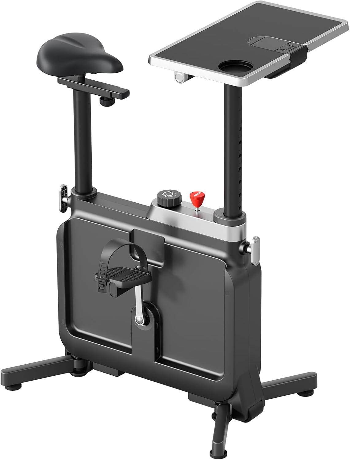KINGSMITH Exercise Bike with Desk, Adjustable Resistance, All-in-one Under Desk Bike, Stationary Bike Indoor Workstation 264 LBS Heavy Duty