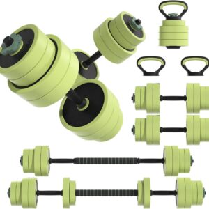 Adjustable Dumbbell Set 22/42/62LBS, 5-in-1 Free Weight Dumbbell Set Used as Dumbbell，Kettlebell,Barbell, Push-Up Stand,Weight Plate, Iron Sand Weights Set with Connector ,Fitness Exercises for Home Gym Suitable Men/Women