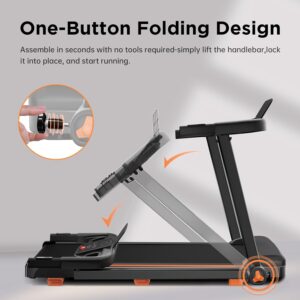 Treadmills for Home, 3.0HP Quiet Brushless Foldable Treadmill with Incline, Small Space Portable Running Walking Machine, 300/240 Lbs Capacity with 12 Preset PROG, LED Display and Phone Holder