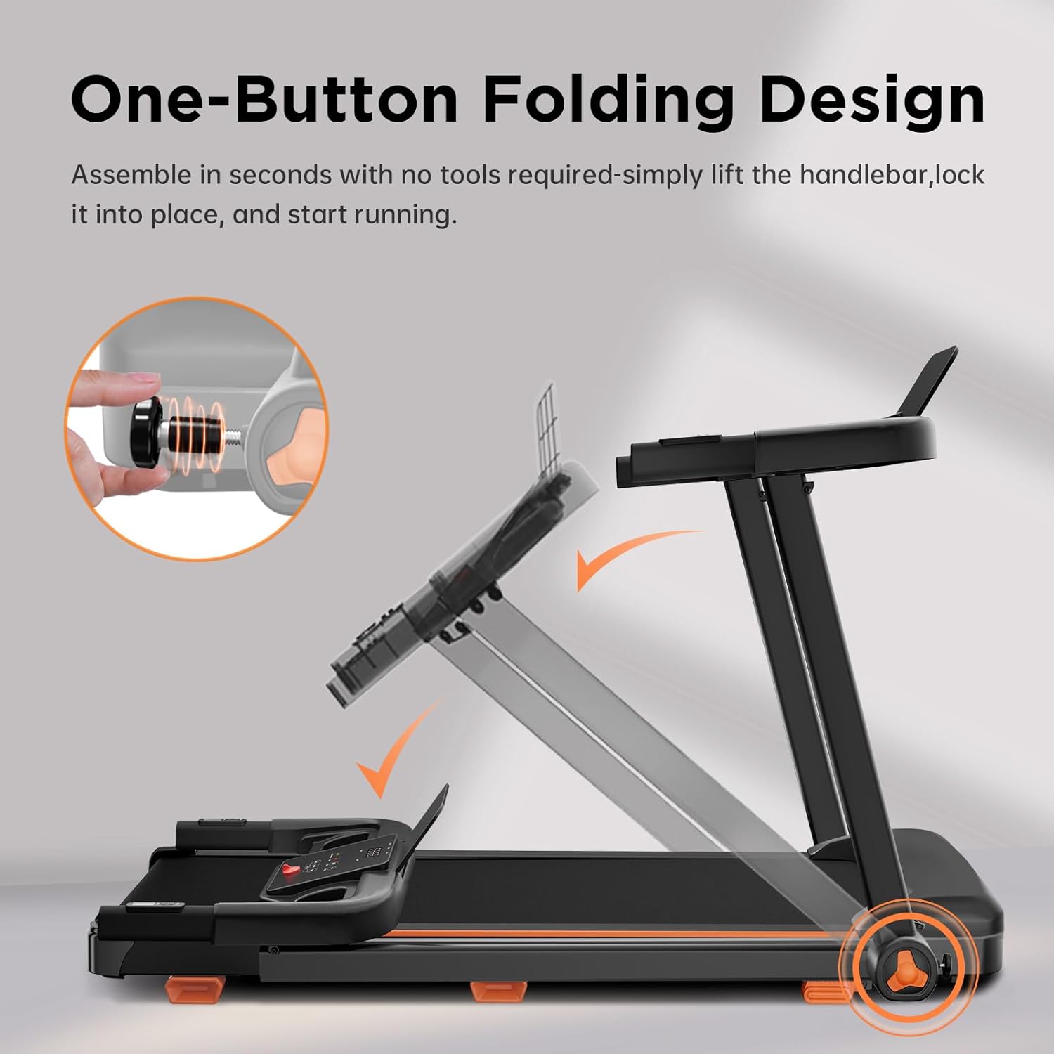 Treadmills for Home, 3.0HP Quiet Brushless Foldable Treadmill with Incline, Small Space Portable Running Walking Machine, 300/240 Lbs Capacity with 12 Preset PROG, LED Display and Phone Holder - Image 2
