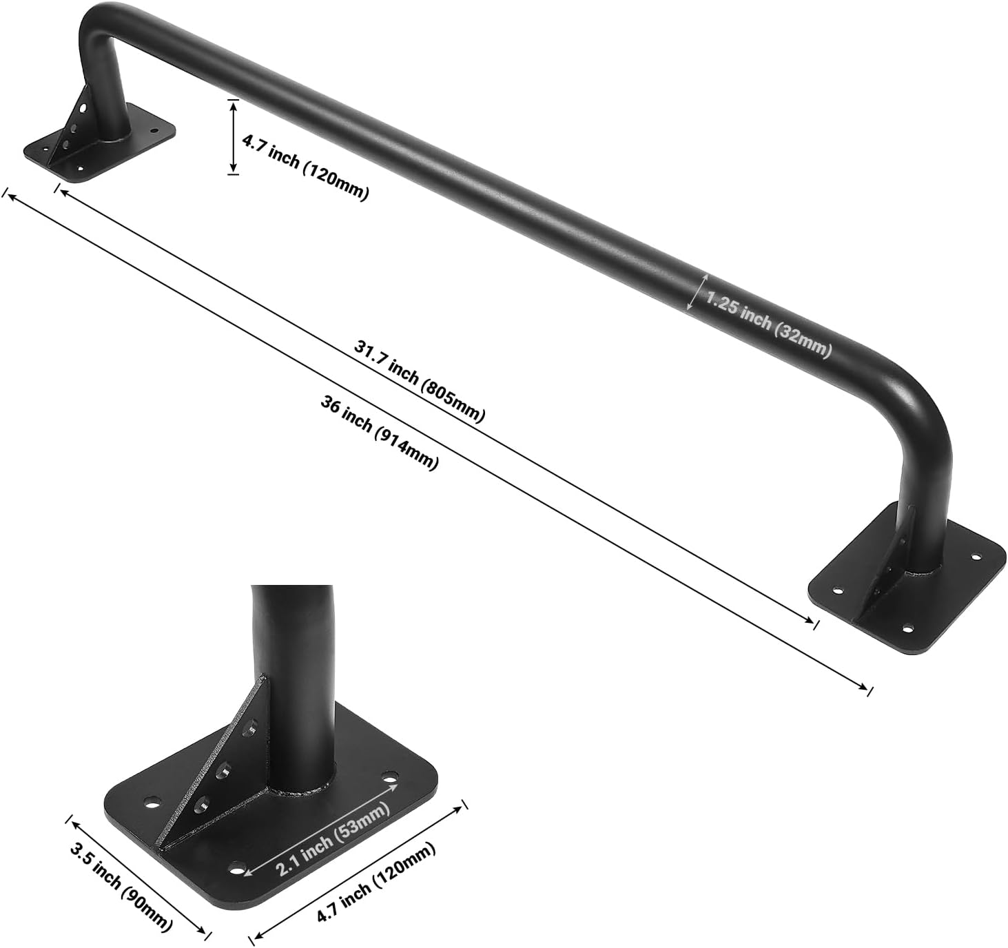 Wall Mounted Doorway Pull Up Bar, Heavy Duty Strength Training Pull-Up Bars for Doorframe, Support Beam or Joist Mount Thick Metal Sturdy Construction Support 500 lbs - Image 2