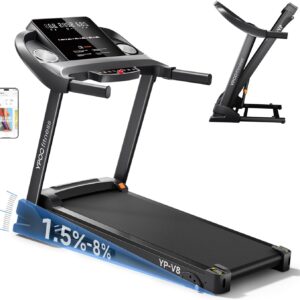 Treadmills for Home with Incline, Auto Foldable Running Treadmills, 8.0 MPH Walking Pad Treadmill with Bluetooth, 300 lbs Weight Capacity Quiet