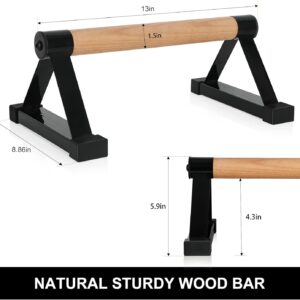 Wood push up bars Parallettes bars Anti-slip Handstand Bars for Calisthenics, Fitness, Floor workouts Solid Wood with Sturdy Metal Bracket, Support 500 lbs