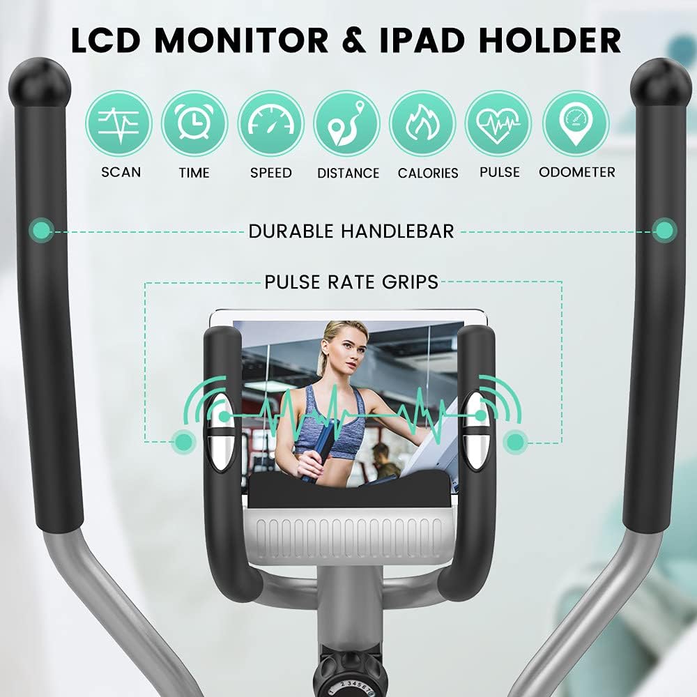 Dripex Elliptical Exercise Machine, Hyper-Quiet Elliptical Machine for Home, Magnetic Elliptical Training Machines with 8-Level Resistance, 6KG Flywheel, LCD Monitor, Pulse Sensor - Image 4