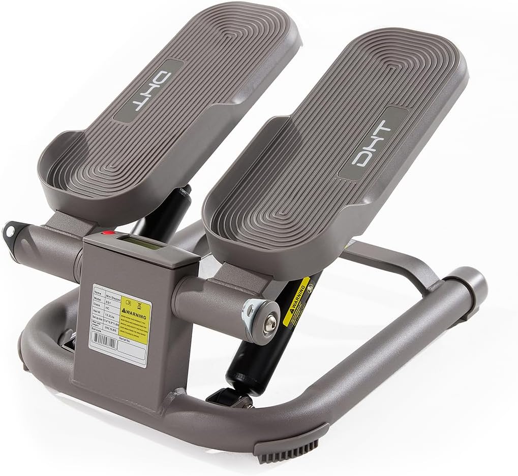 DHT Steppers for Exercise at Home, Mini Stair Stepper with Resistance Band, Workout Equipment with LCD Monitor, Fitness Stepper for Cardio Full Body Workout, for Home Gym(No Resistance Adjustment)