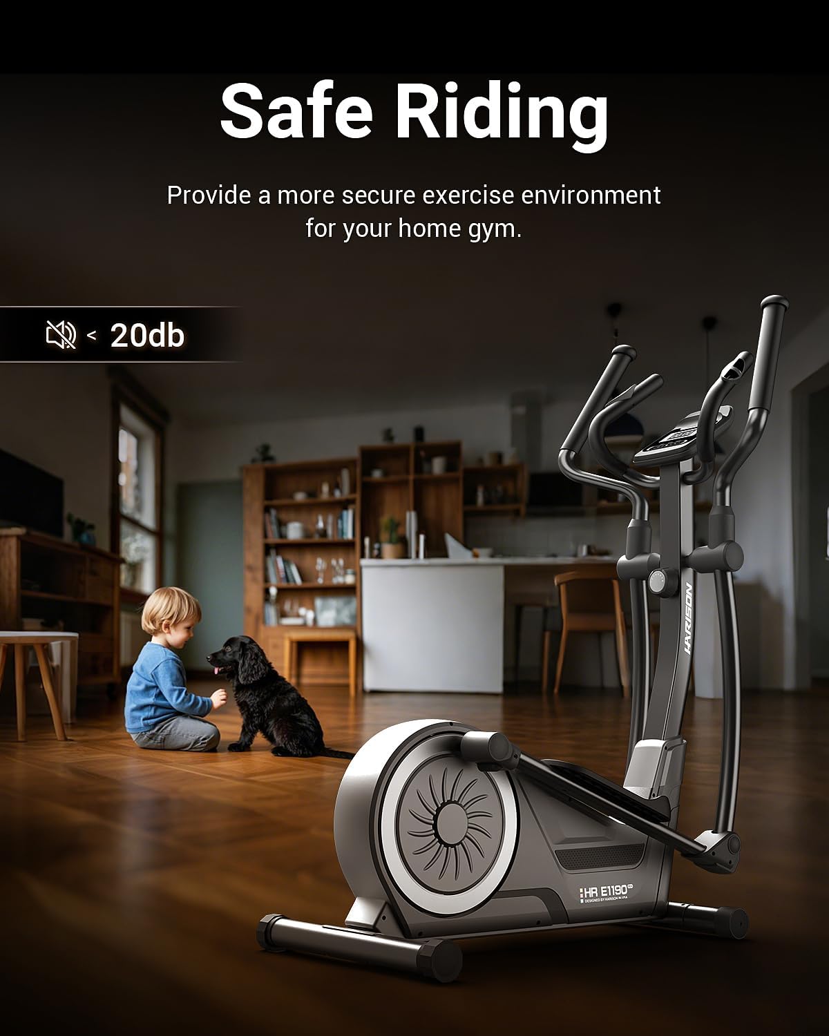 HARISON Elliptical Machine for Home 350 LBS Capacity, Magnetic Elliptical Exercise Machine with 16-Level Resistance Control, Elliptical Trainer with HARISON Bluetooth (Black) - Image 4