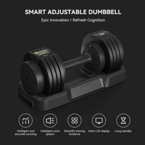 Smart Dumbbell Adjustable Weights with Speaking Display, Like Having a Virtual Fitness Coach Inside, 5 in 1 Free Weight System, Perfect For Home Fitness Enthusiasts, For Men and Women 55LB