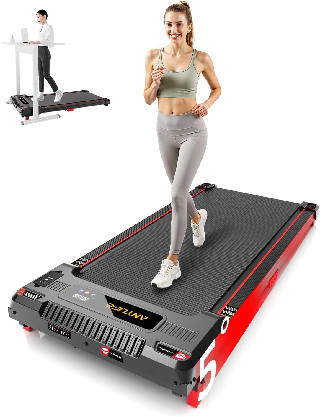 Walking Pad Treadmill, Anylife Incline Walking Pads Under Desk 330lb Capacity, 2.5HP Portable Treadmills for Home, Compact Treadmill Small Running Pad with LED Display, Remote Control